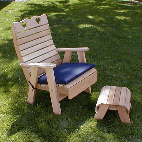 Creekvine Design Cedar Royal Country Hearts Patio Chair &amp; Footrest Set Chair Unfinished
