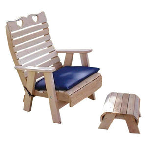 Creekvine Design Cedar Royal Country Hearts Patio Chair & Footrest Set Chair Unfinished