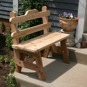 Creekvine Design Cedar Tab Back Bench Garden Bench 3 ft / Unfinished