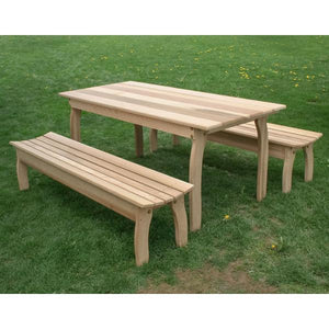 Creekvine Design Cedar Three Piece Family Dining Set with (2) Benches Dining Set 58" x 32" / Unfinished