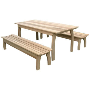 Creekvine Design Cedar Three Piece Family Dining Set with (2) Benches Dining Set 58" x 32" / Unfinished
