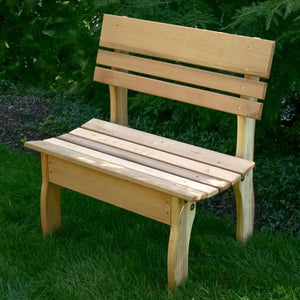 Creekvine Design Red Cedar Chickadee Backed Bench Garden Benches 32 Inch / Unfinished