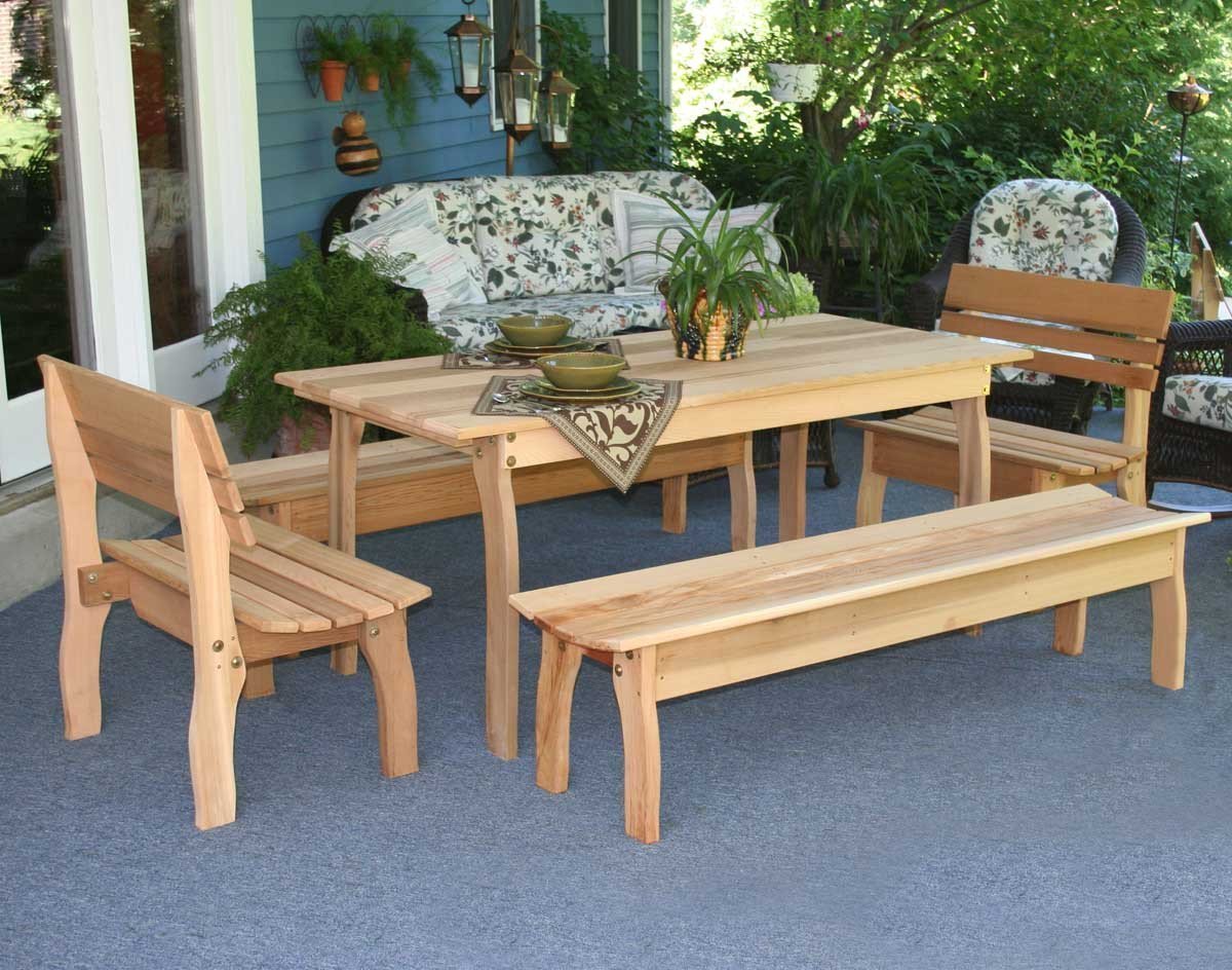 Creekvine Designs Cedar Gathering Kitchen Table Set Dining Table Unfinished / No