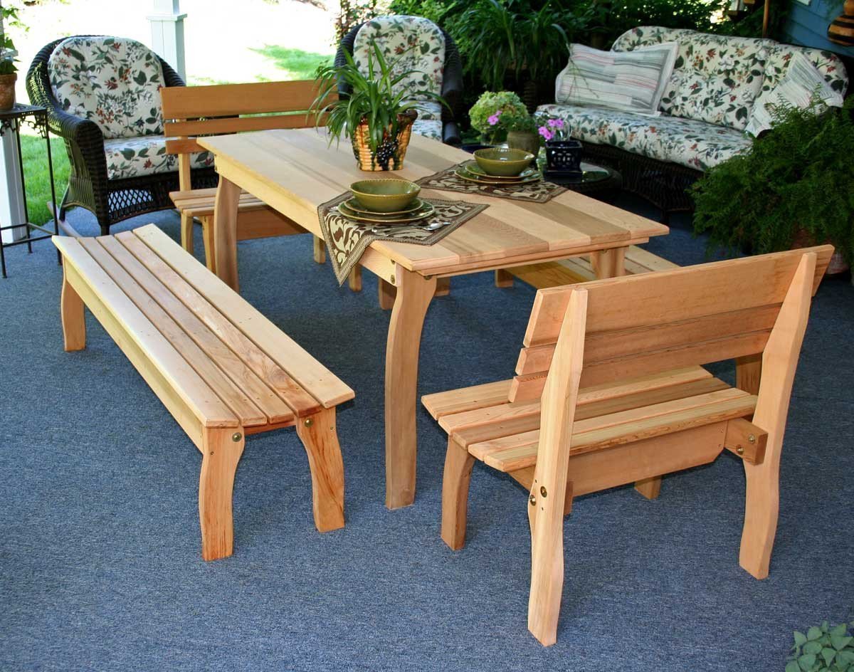 Creekvine Designs Cedar Gathering Kitchen Table Set Dining Table Unfinished / No