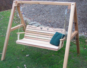 Creekvine Designs Cedar Royal Country Hearts Porch Swing w/Stand Porch Swings