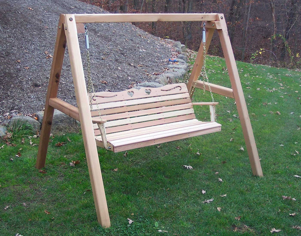 Creekvine Designs Cedar Royal Country Hearts Porch Swing w/Stand Porch Swings