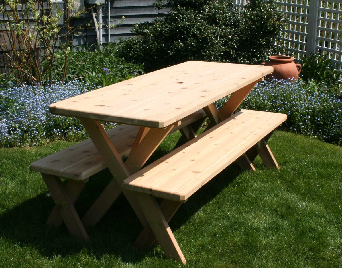Creekvine Designs Red Cedar Backyard Bash Picnic Table Set Picnic Bench