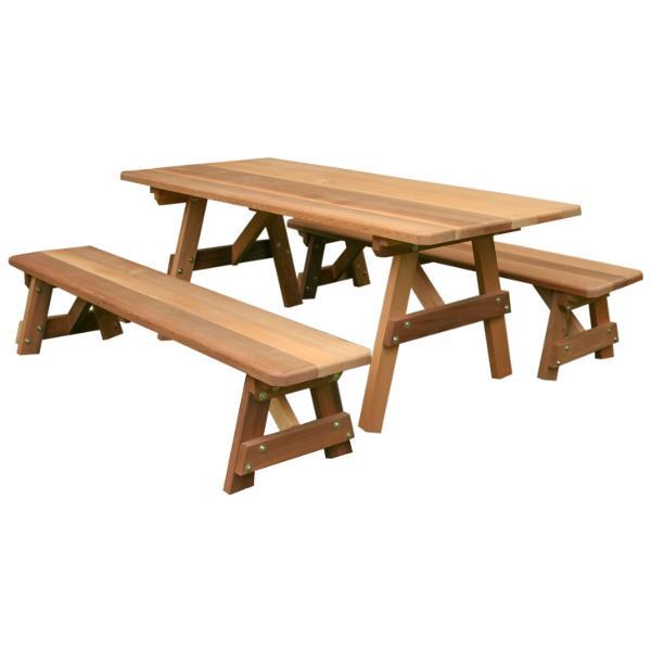 Creekvine Designs Red Cedar Classic Family Picnic Table with (2) Benches Picnic Tables and Benches 27&quot; W x 5&#39; L / Unfinished