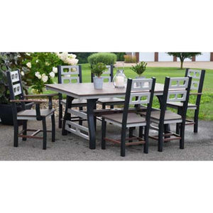 David Lewis 72” Manhattan Forge Dining Table Set With 4 Dining Chairs & 2 Arm Chairs - The Charming Bench Company
