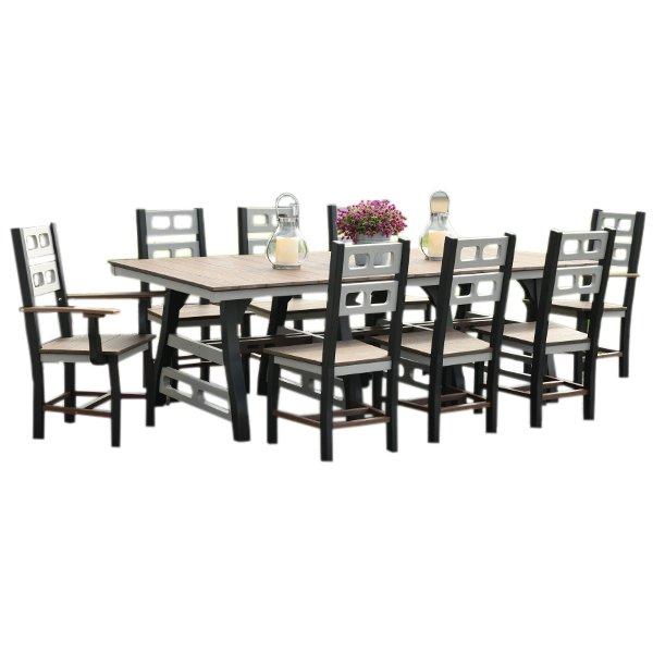 David Lewis Set - 94” Manhattan Forge Dining Table Set with 6 Dining Chairs &amp; 2 Arm Chairs