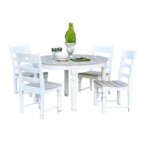 Farm House 48” Round Dining Table Set With 4 Dining Chairs