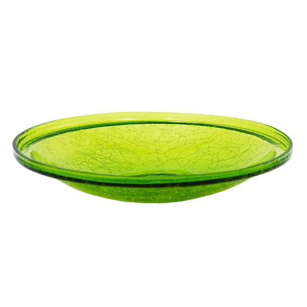 Fern Green Crackle Glass Birdbath Bowl Birdbath Bowl 14 inch / Bowl