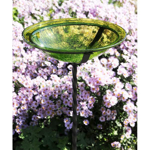 Fern Green Crackle Glass Birdbath Bowl Birdbath Bowl