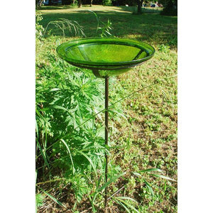 Fern Green Crackle Glass Birdbath Bowl Birdbath Bowl