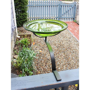 Fern Green Crackle Glass Birdbath Bowl Birdbath Bowl
