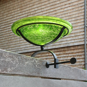 Fern Green Crackle Glass Birdbath Bowl Birdbath Bowl