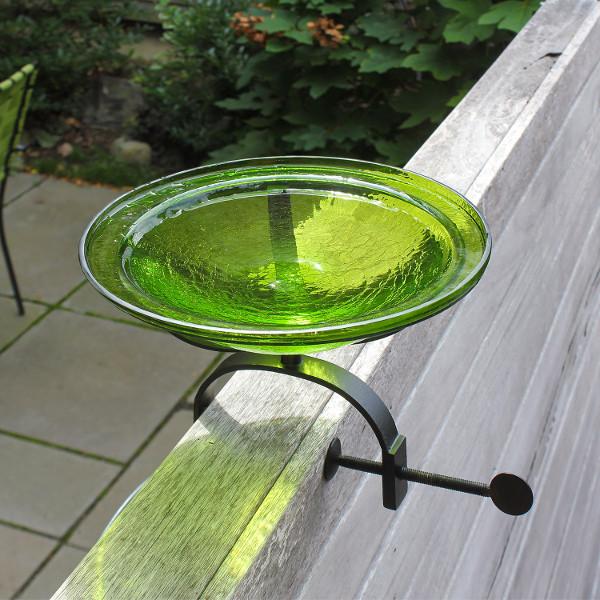 Fern Green Crackle Glass Birdbath Bowl Birdbath Bowl