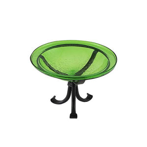Fern Green Crackle Glass Birdbath Bowl Birdbath Bowl