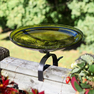 Fern Green Crackle Glass Birdbath Bowl Birdbath Bowl