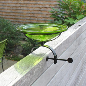 Fern Green Crackle Glass Birdbath Bowl Birdbath Bowl
