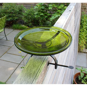 Fern Green Crackle Glass Birdbath Bowl Birdbath Bowl