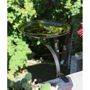 Fern Green Crackle Glass Birdbath Bowl Birdbath Bowl