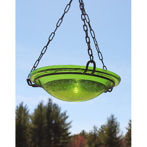 Fern Green Crackle Glass Birdbath Bowl Birdbath Bowl