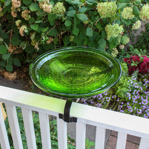 Fern Green Crackle Glass Birdbath Bowl Birdbath Bowl