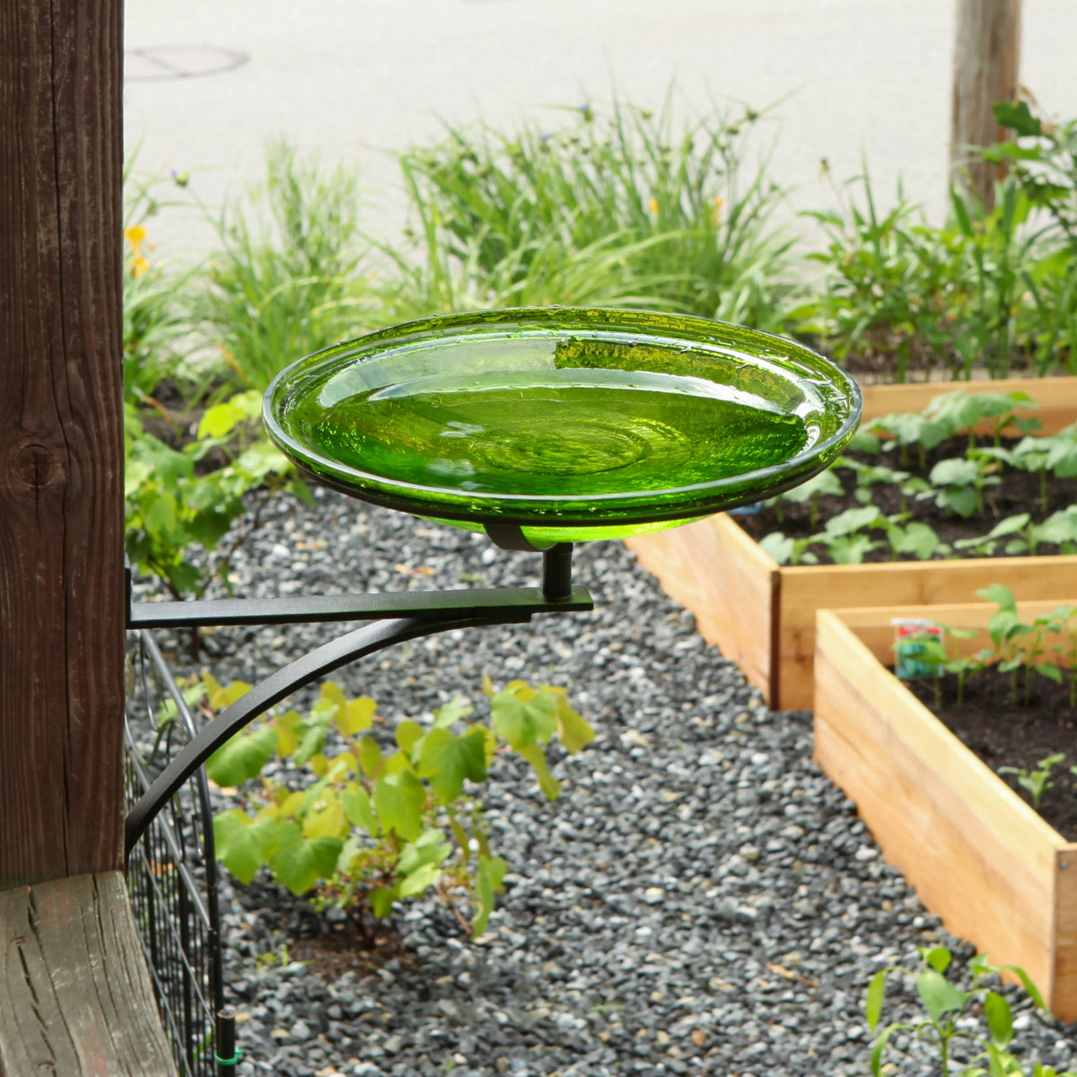 Fern Green Crackle Glass Birdbath Bowl Birdbath Bowl