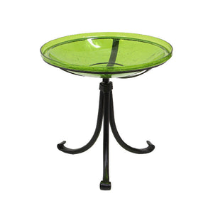 Fern Green Crackle Glass Birdbath Bowl Birdbath Bowl