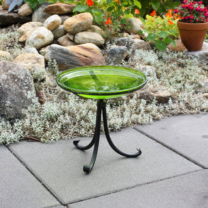 Fern Green Crackle Glass Birdbath Bowl Birdbath Bowl