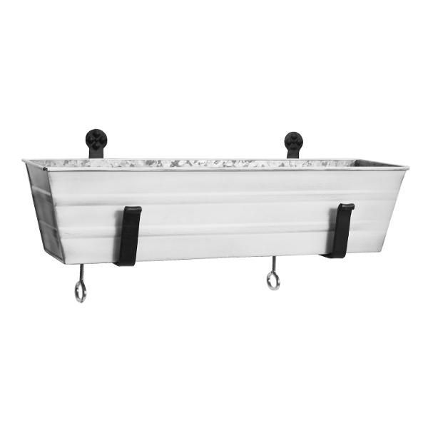 Flower Box with Clamp-On Brackets Flower Box with Bracket Small / White