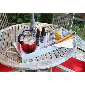 Galvanized Tray with Rope Handles Galvanized Tray