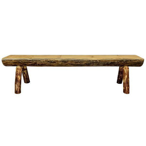 Glacier Country Half Log Plank Bench Garden Bench
