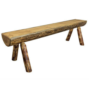 Glacier Country Half Log Plank Bench Garden Bench 4ft