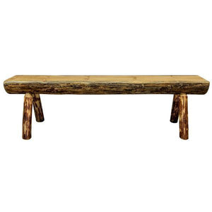 Glacier Country Half Log Plank Bench Garden Bench