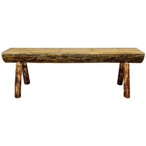 Glacier Country Half Log Plank Bench Garden Bench