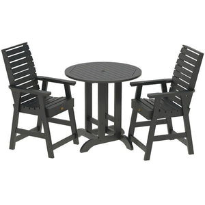 Glennville 3pc Round Counter Dining Set Dining Set Black