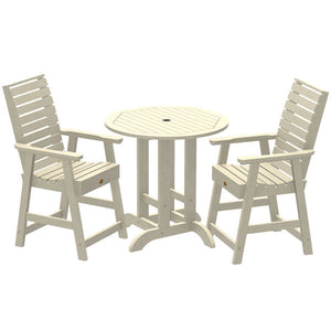 Glennville 3pc Round Counter Dining Set Dining Set Whitewash