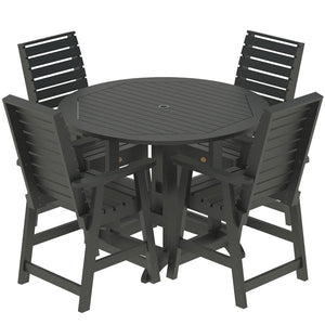 Glennville 5pc Round Counter Dining Set Dining Set Black