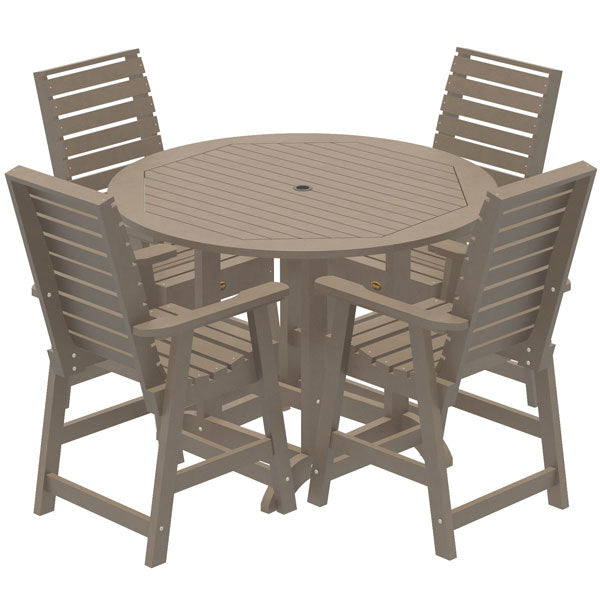 Glennville 5pc Round Counter Dining Set Dining Set Woodland Brown