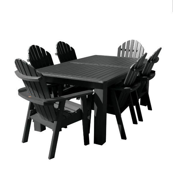 Hamilton Adirondack 7pc Rectangular Outdoor Dining Set Dining Set 84&quot; x 42&quot; / Black