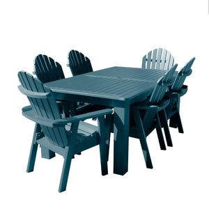 Hamilton Adirondack 7pc Rectangular Outdoor Dining Set Dining Set 84" x 42" / Nantucket Blue