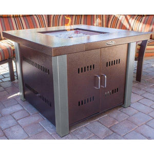 Hammered Bronze Square Fire Pit with Stainless Steel Legs Fire Pits
