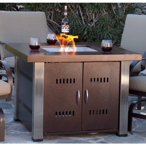 Hammered Bronze Square Fire Pit with Stainless Steel Legs Fire Pits
