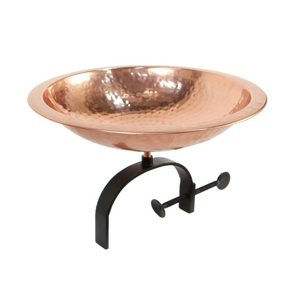 Hammered Copper Birdbath Bowl Copper Birdbath Bowl Threaded Birdbath with Over Rail Bracket