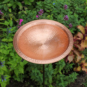 Hammered Solid Copper Birdbath Birdbath