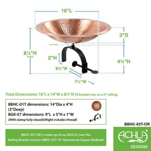 Hammered Solid Copper Birdbath Birdbath