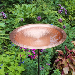 Hammered Solid Copper Birdbath Birdbath