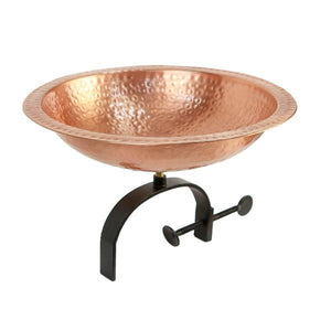 Hammered Solid Copper Birdbath Bowl Copper Birdbath Birdbath with Over Rail Bracket